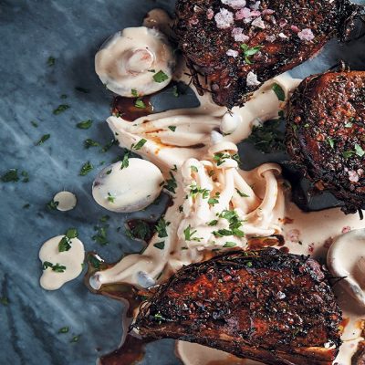 Fillet on the bone with whisky-cream mushrooms